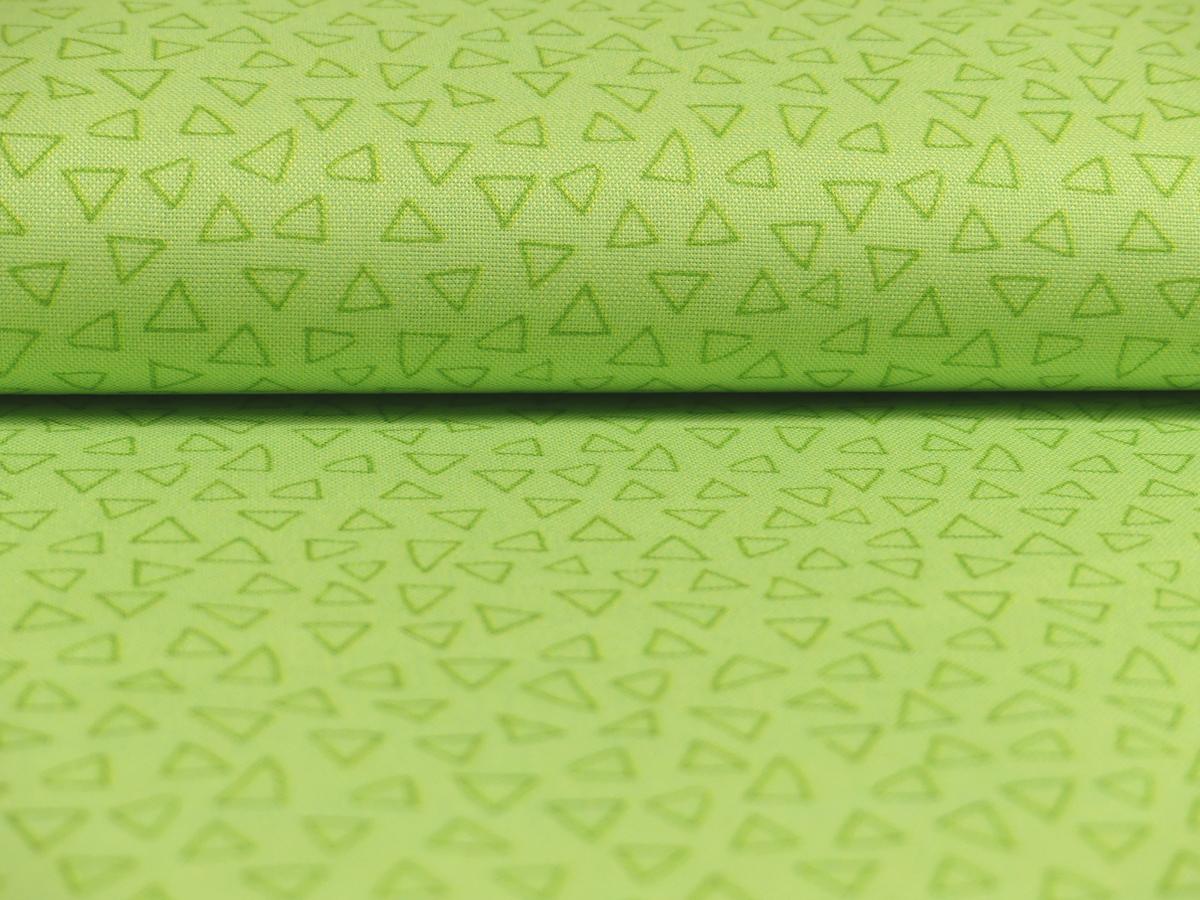 Frogtastic Patchworkstoff von Benartex Ton in Ton Dreiecke grün hellgrün